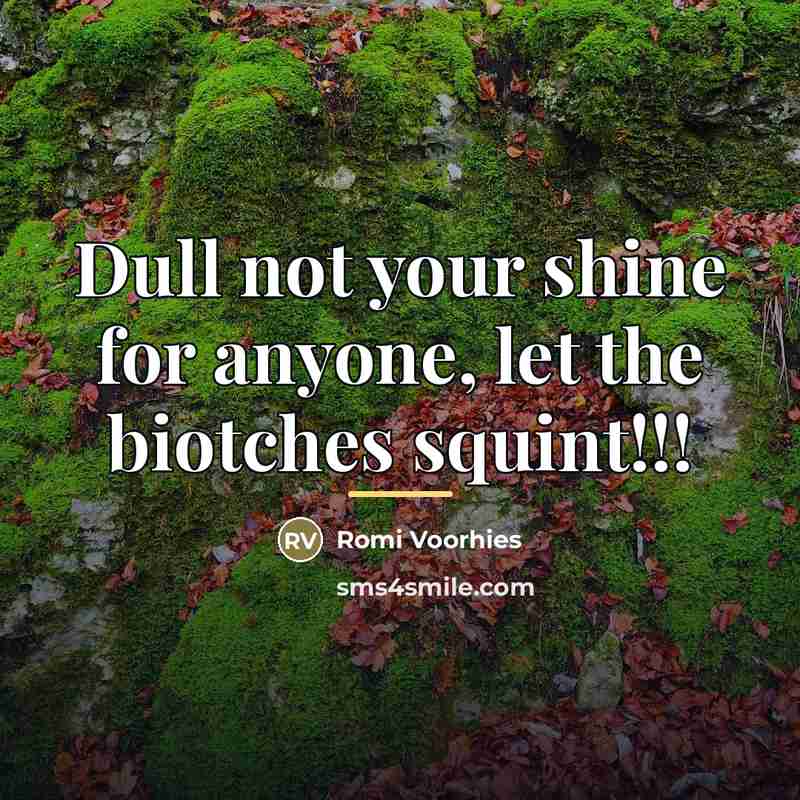 “Dull not your shine for anyone, let the biotches squint!!!…” quote by Romi Voorhies