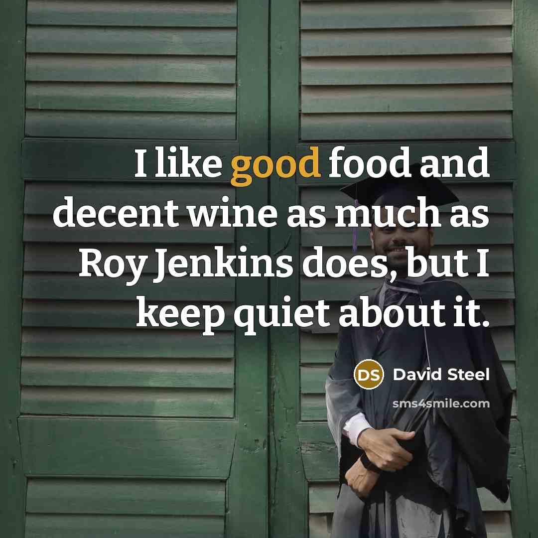 “I like good food and decent wine as much as…” quote by David Steel