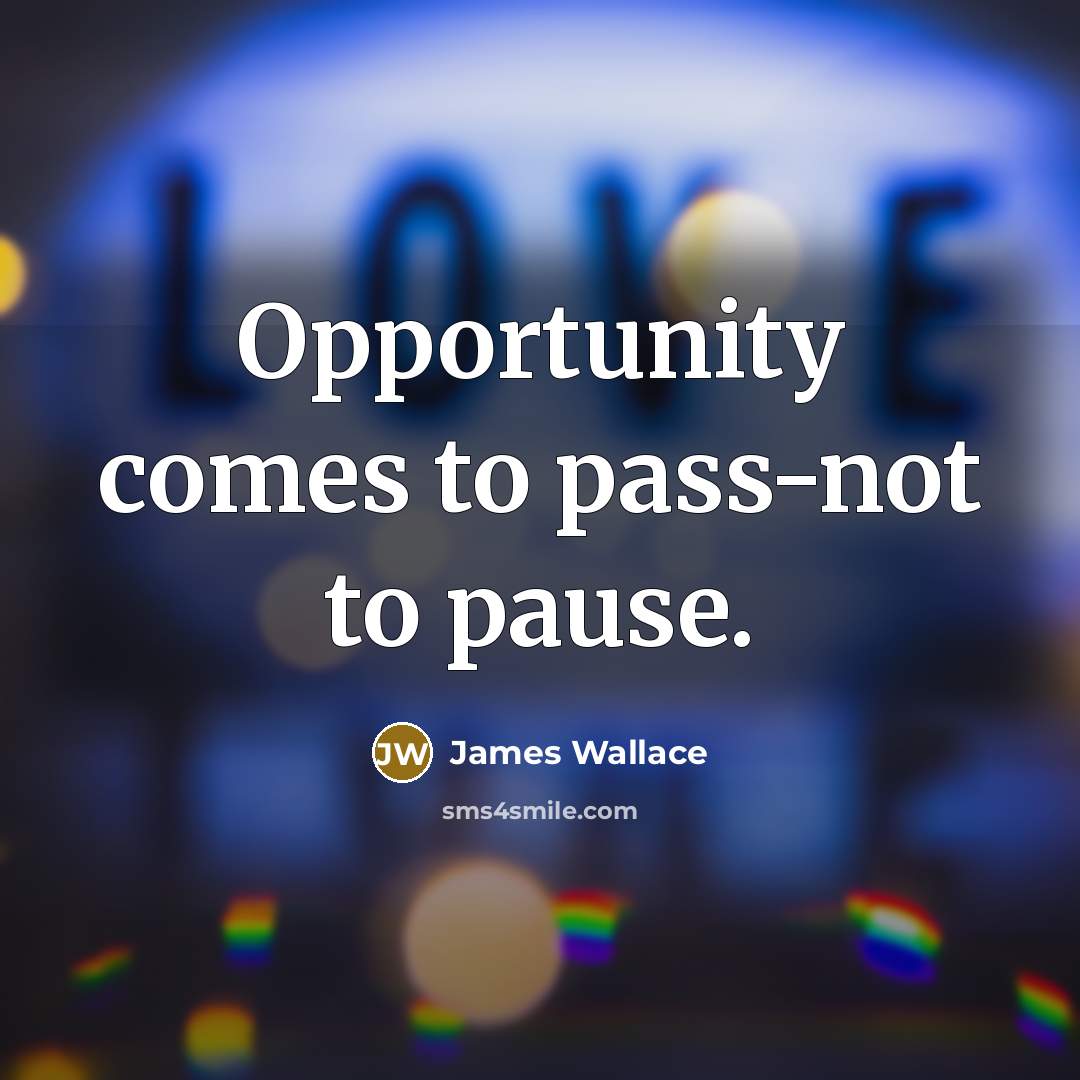 “Opportunity comes to pass-not to pause.…” quote by James Wallace
