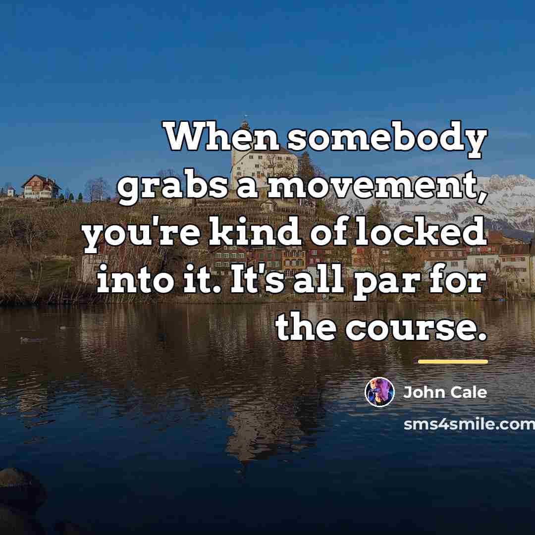 “When somebody grabs a movement, you're kind of locked into…” quote by John Cale