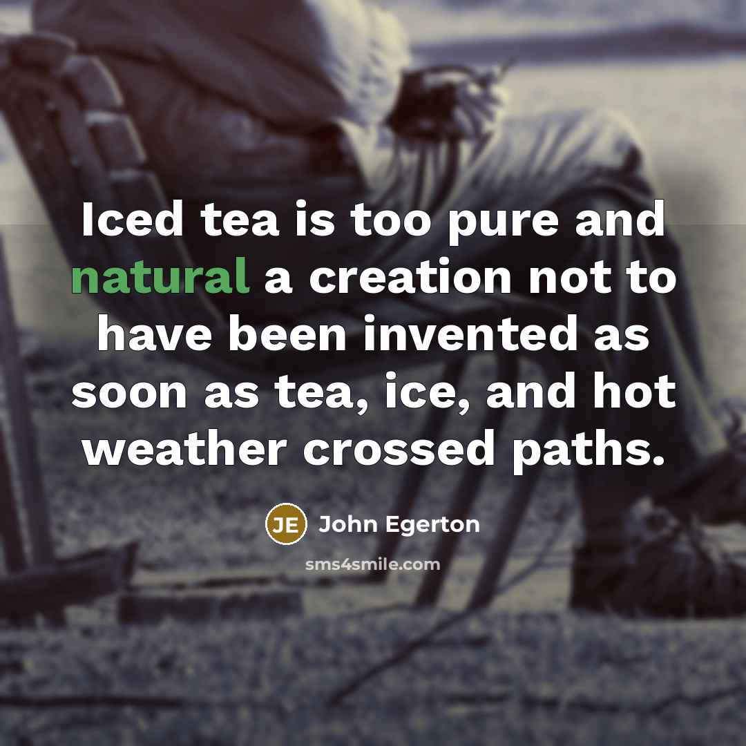 “Iced tea is too pure and natural a creation not to have been invented as soon as tea, ice, and hot weather crossed paths.” quote by John Egerton