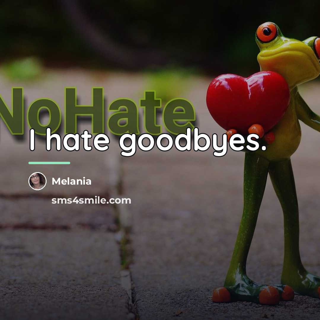 “I hate goodbyes.…” quote by Melania