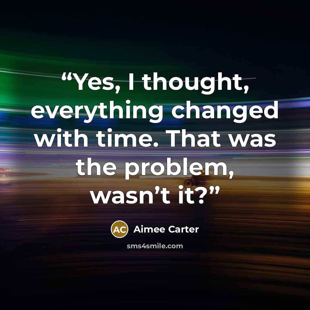 “Yes, I thought, everything changed with time. That was the problem, wasn’t it?” quote by Aimee Carter