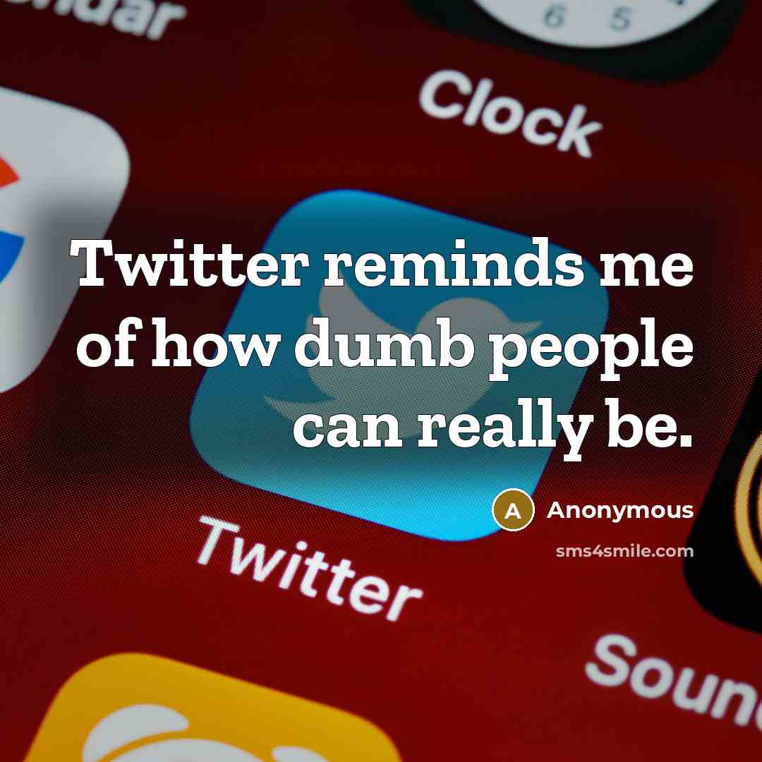 “Twitter reminds me of how dumb people can really be.…” quote by Anonymous