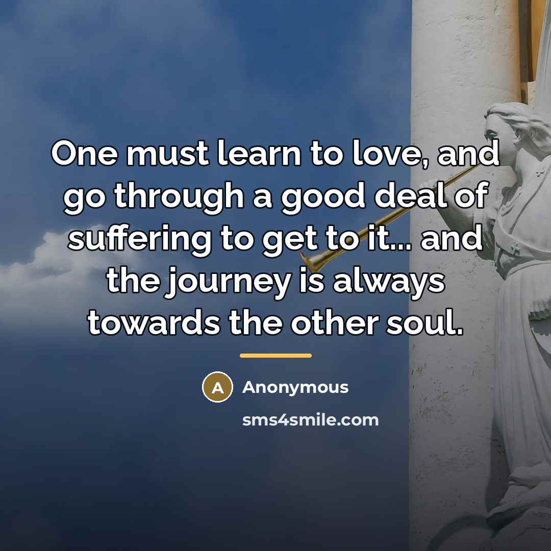 “One must learn to love, and go through a good…” quote by Anonymous