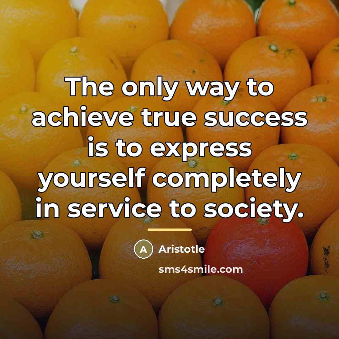 “The only way to achieve true success is to express…” quote by Aristotle