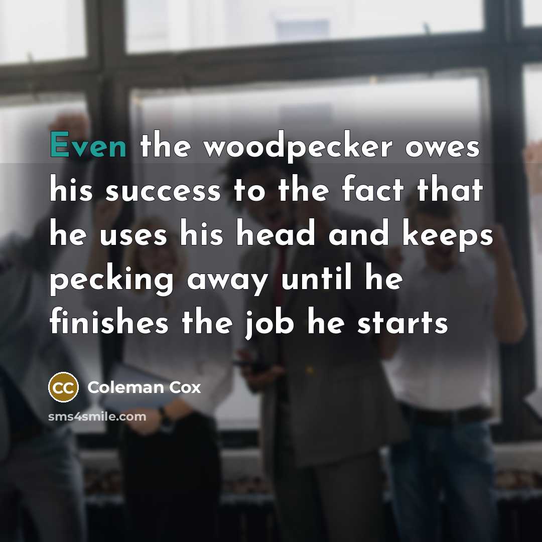“Even the woodpecker owes his success to the fact that…” quote by Coleman Cox