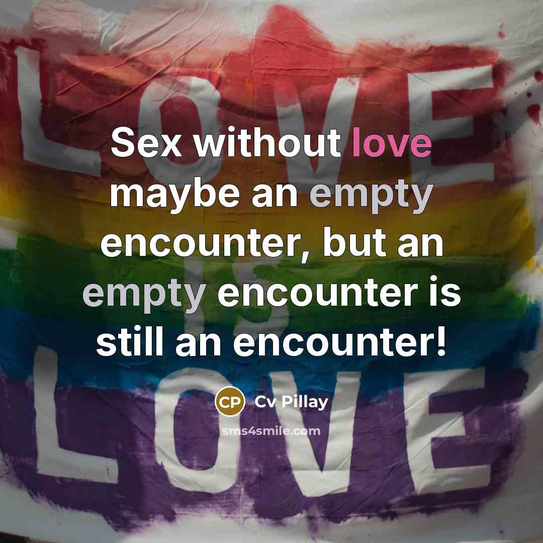 “Sex without love maybe an empty encounter, but an empty encounter is still an encounter!” quote by Cv Pillay