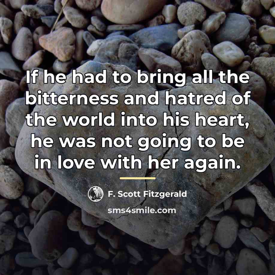“If he had to bring all the bitterness and hatred…” quote by F. Scott Fitzgerald