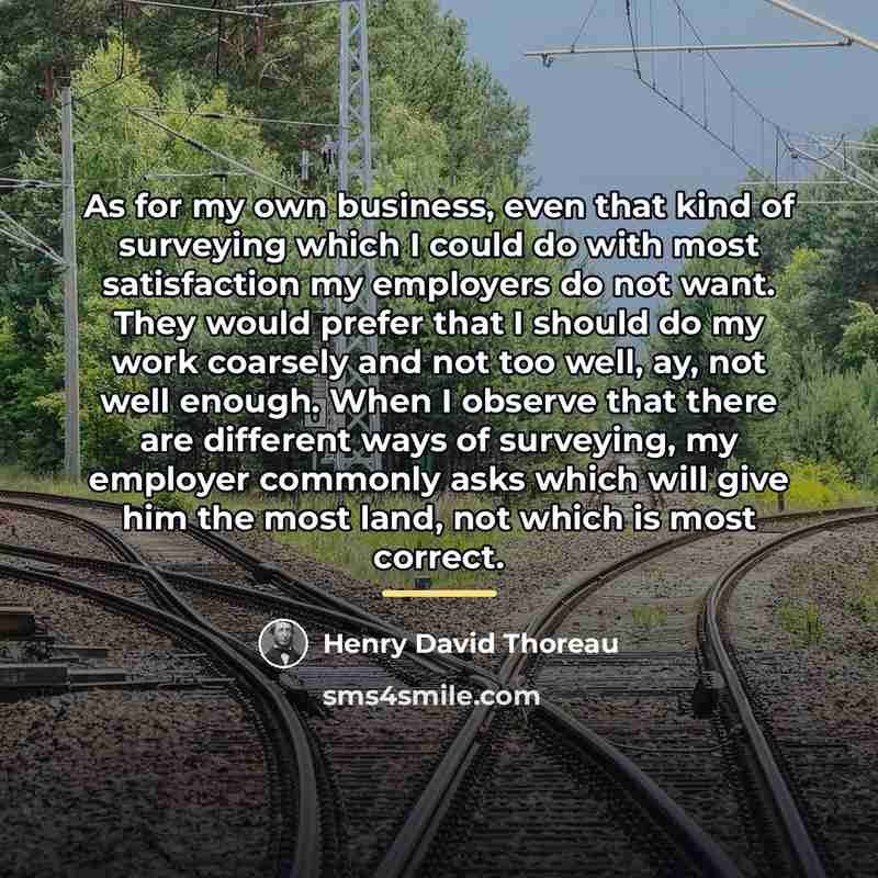 “As for my own business, even that kind of surveying…” quote by Henry David Thoreau