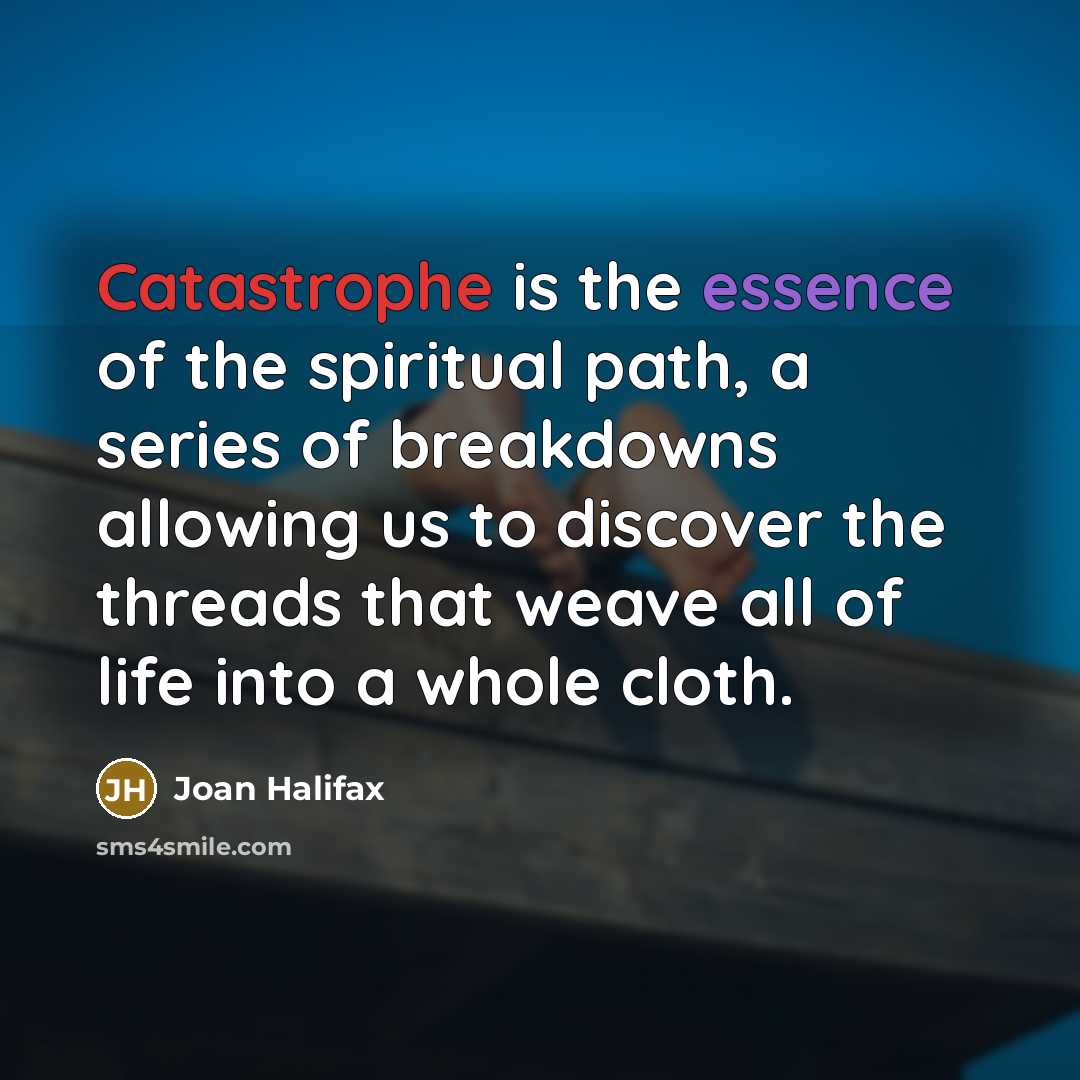 “Catastrophe is the essence of the spiritual path, a series…” quote by Joan Halifax