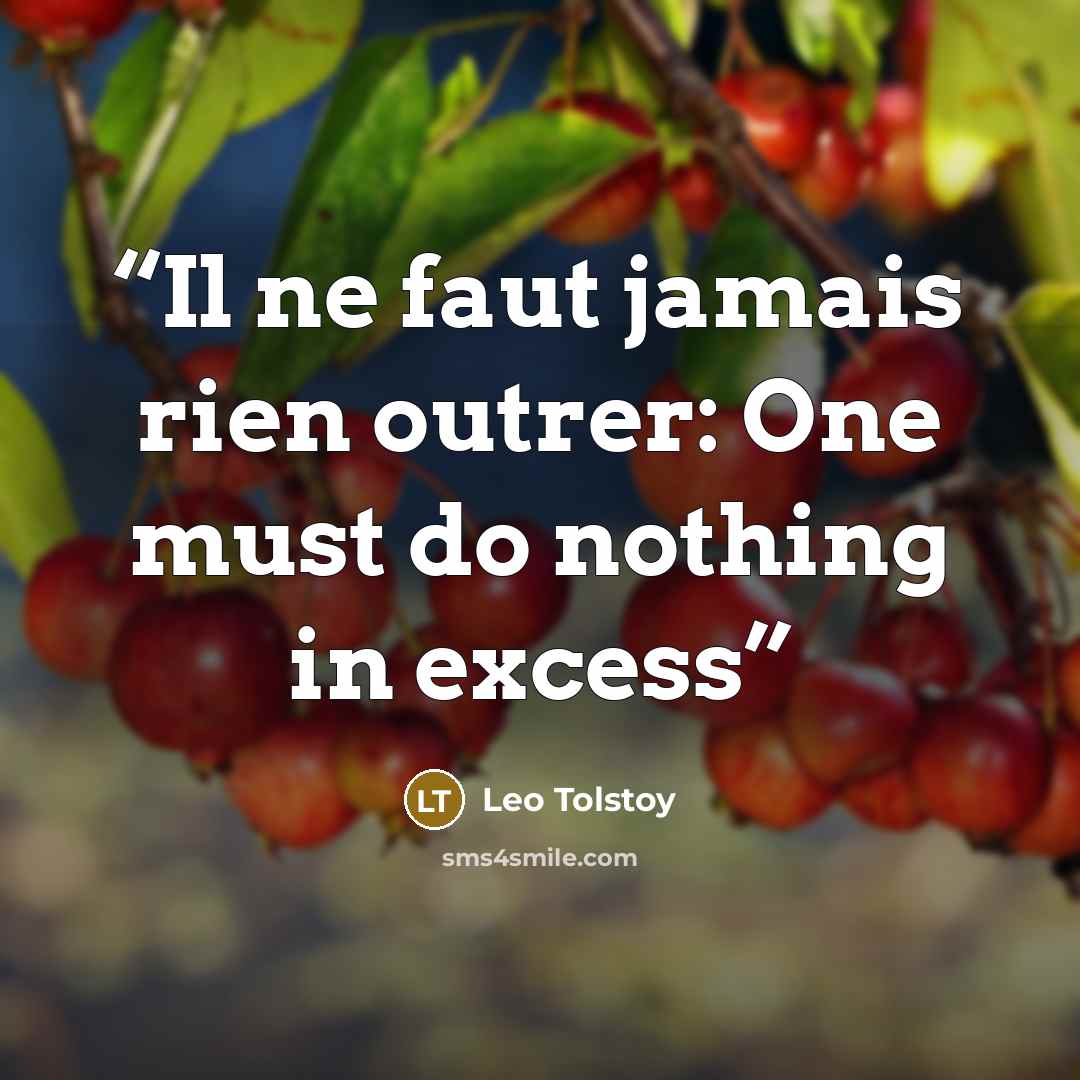 “Il ne faut jamais rien outrer: One must do nothing in excess” quote by Leo Tolstoy