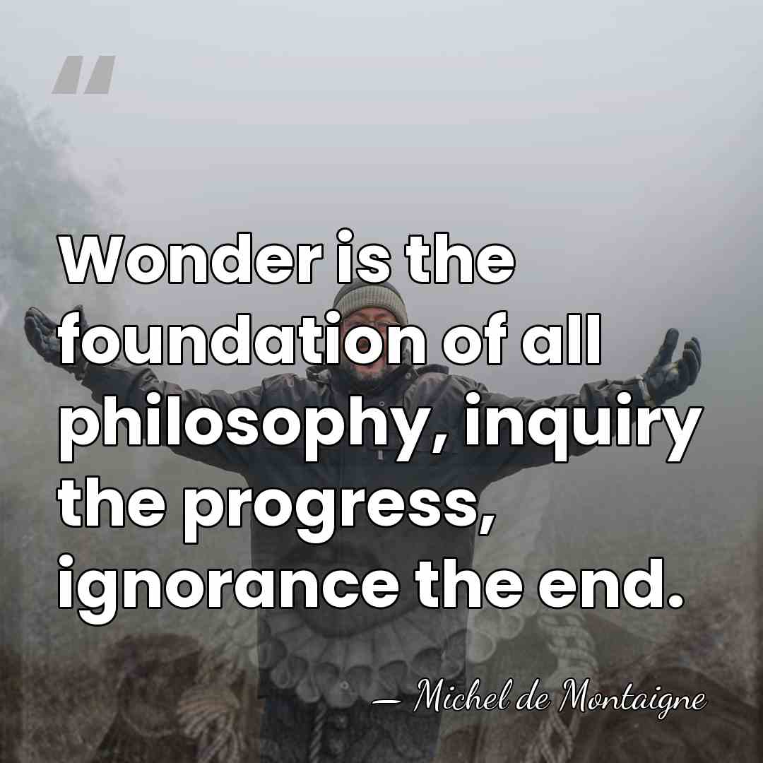 Wonder is the foundation of all philosophy, inquiry the progress, ignorance the&hellip; - Michel de Montaigne
