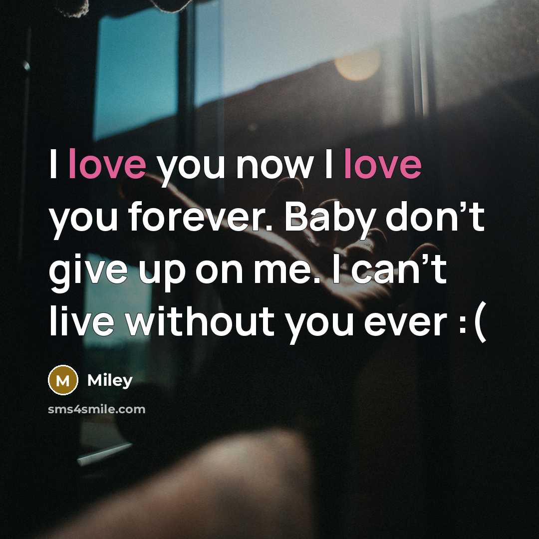 “I love you now I love you forever. Baby don't…” quote by Miley