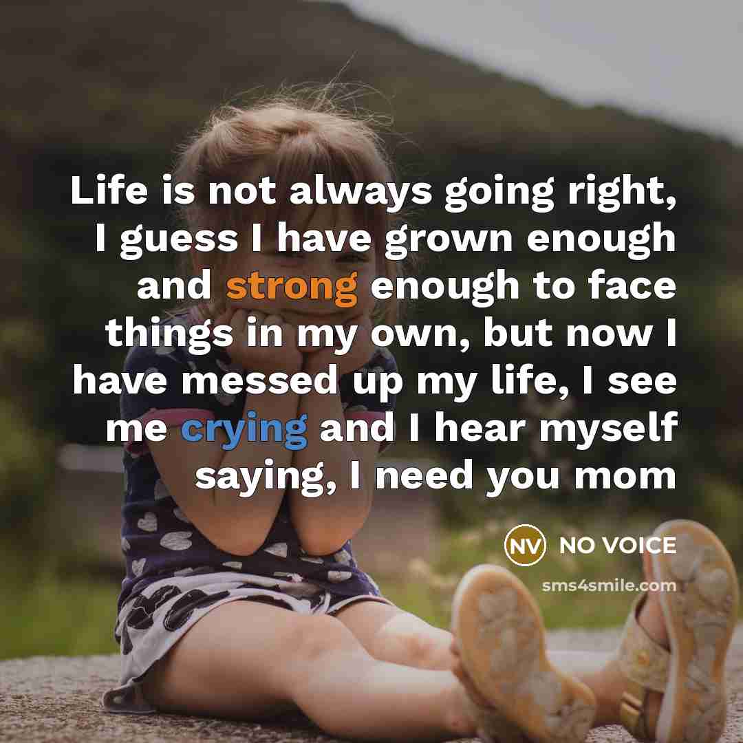 “Life is not always going right, I guess I have…” quote by NO VOICE