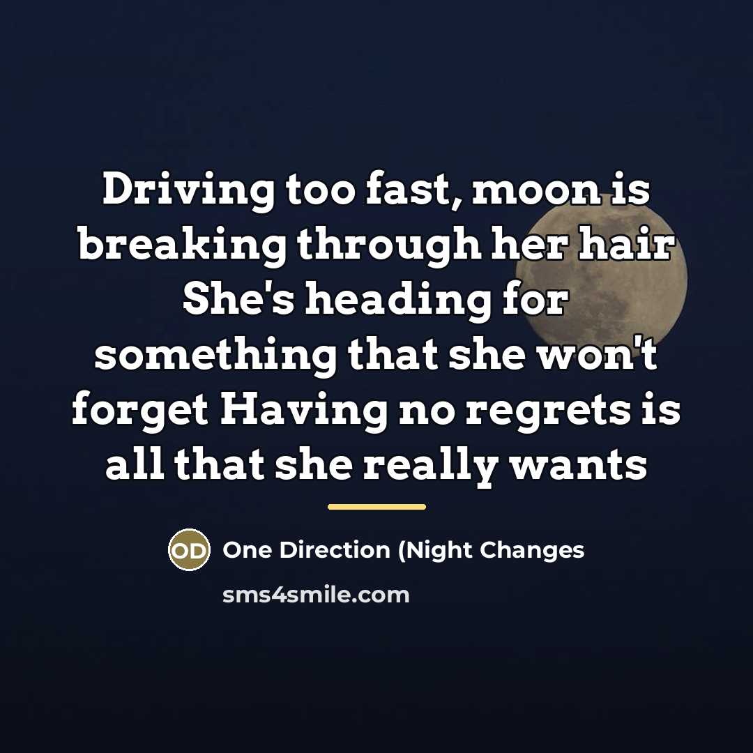“Driving too fast, moon is breaking through her hair She's…” quote by One Direction (Night Changes