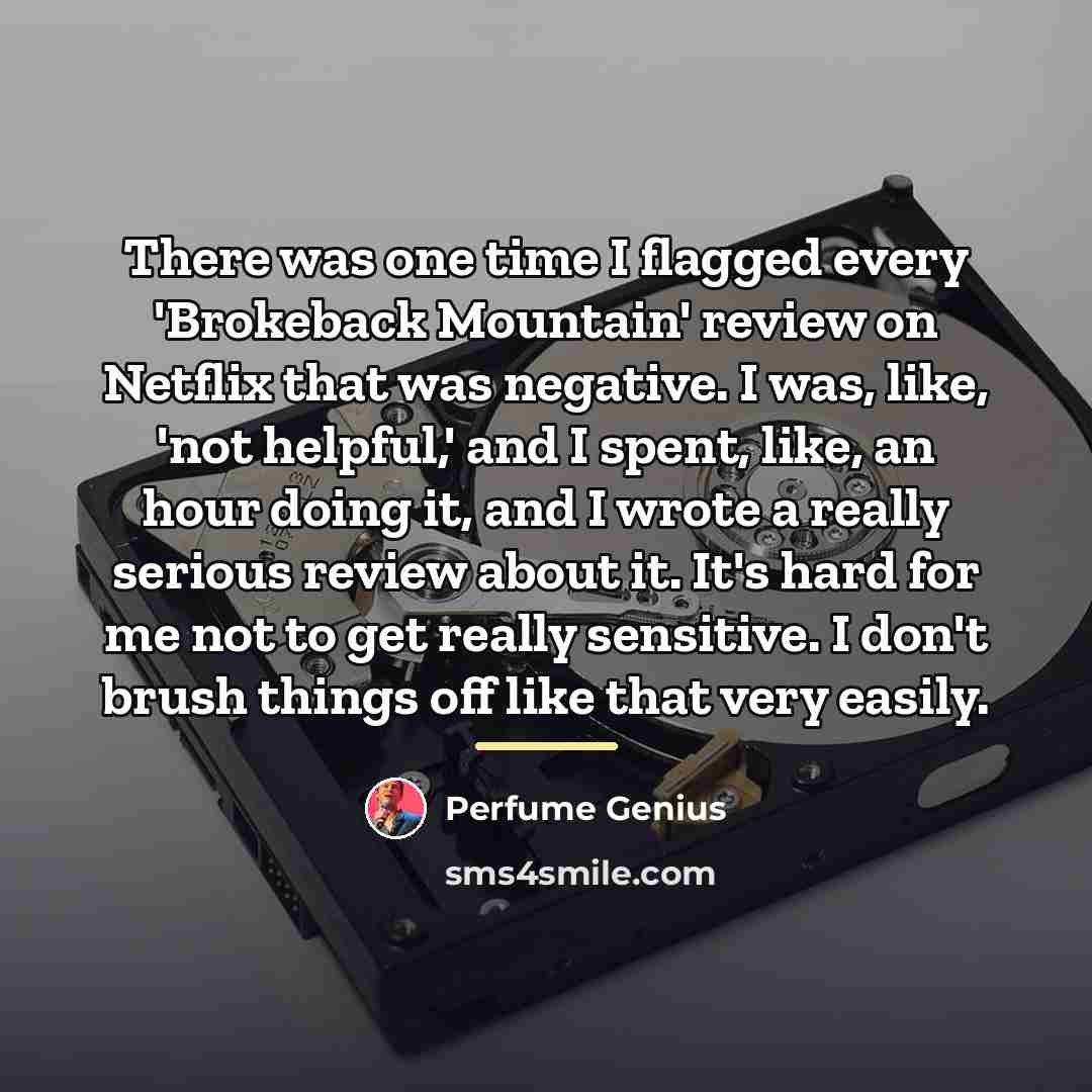 “There was one time I flagged every 'Brokeback Mountain' review…” quote by Perfume Genius