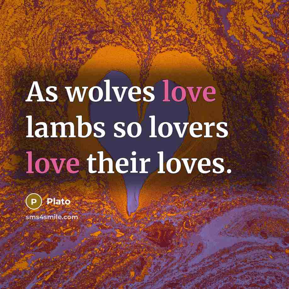 “As wolves love lambs so lovers love their loves.…” quote by Plato