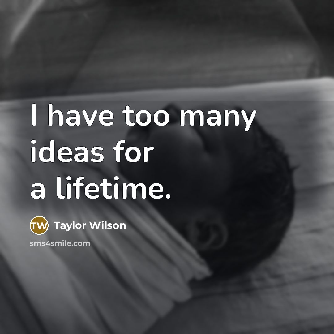 “I have too many ideas for a lifetime.…” quote by Taylor Wilson
