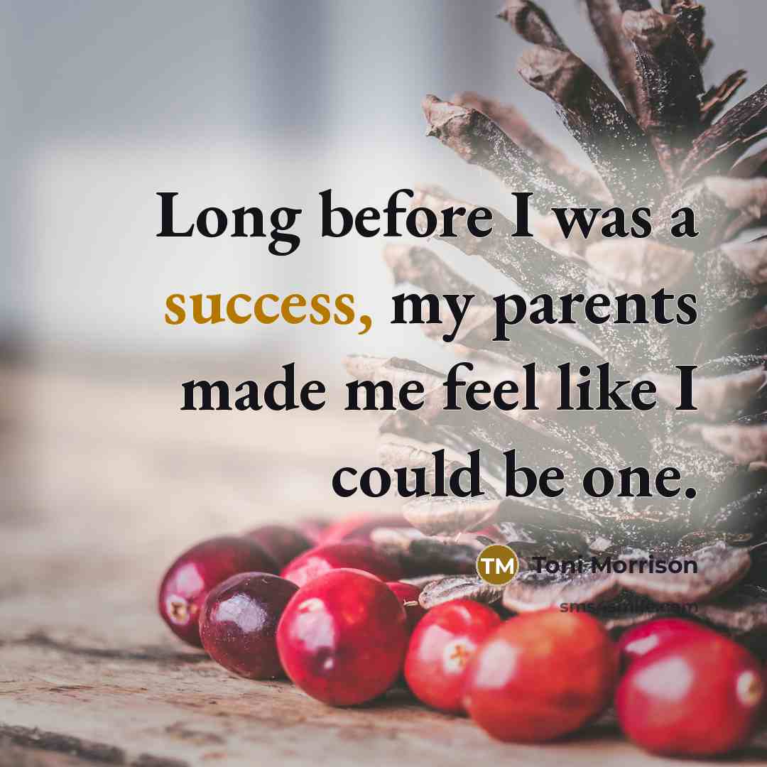 “Long before I was a success, my parents made me…” quote by Toni Morrison