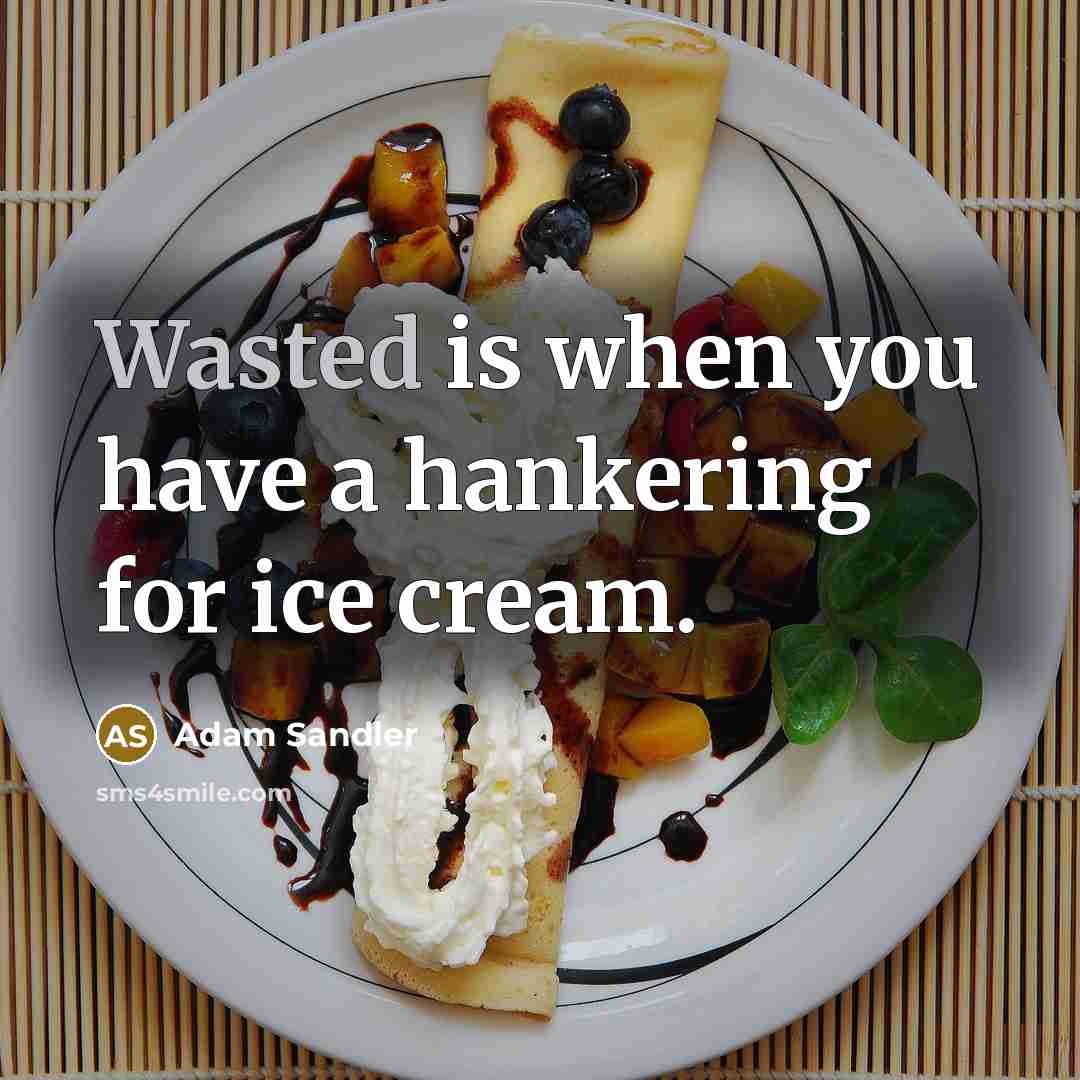 “Wasted is when you have a hankering for ice cream.…” quote by Adam Sandler