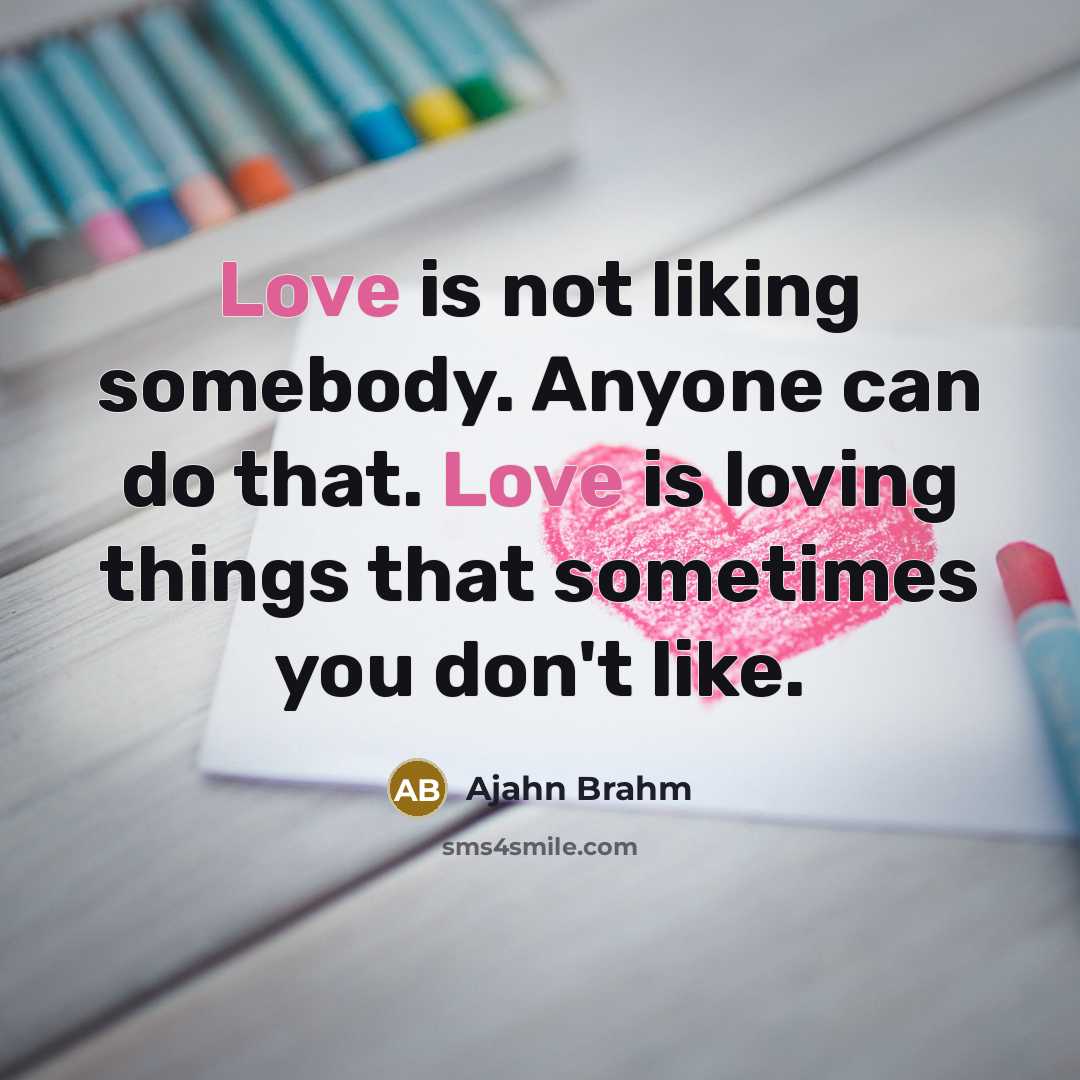 “Love is not liking somebody. Anyone can do that. Love…” quote by Ajahn Brahm