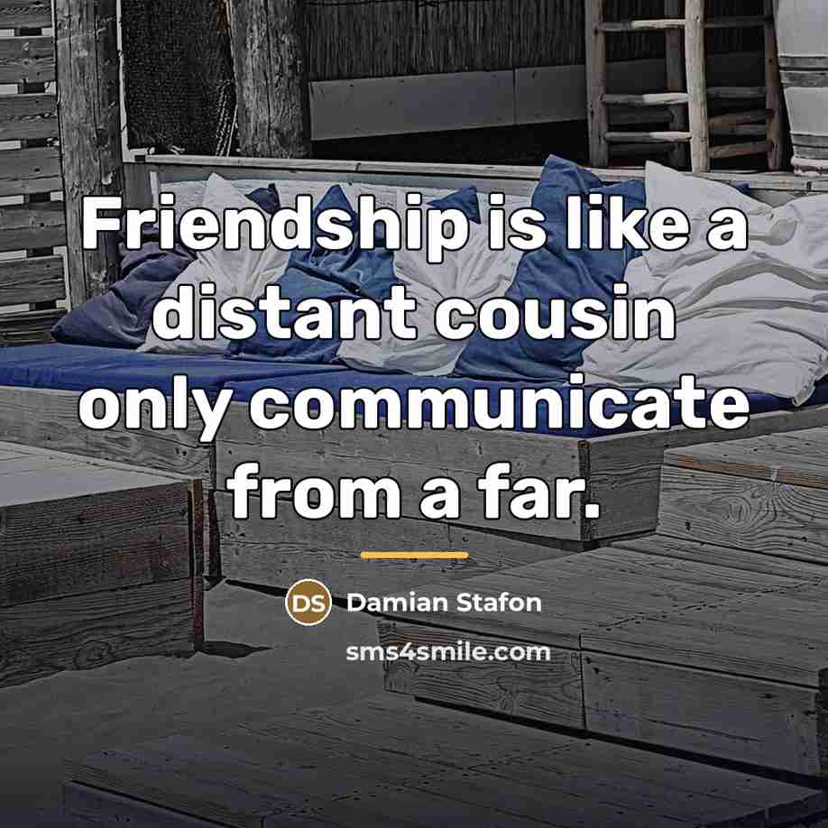 “Friendship is like a distant cousin only communicate from a…” quote by Damian Stafon
