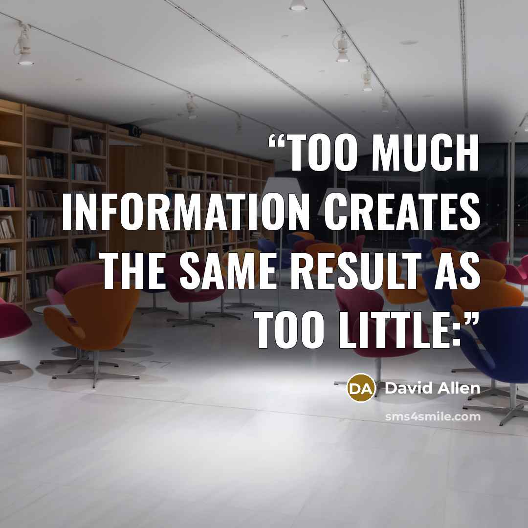 “Too much information creates the same result as too little:” quote by David Allen