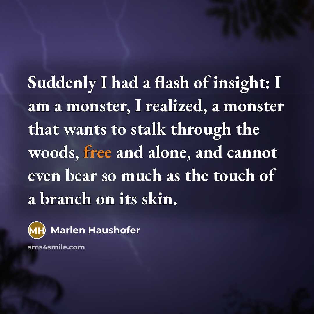 “Suddenly I had a flash of insight: I am a…” quote by Marlen Haushofer
