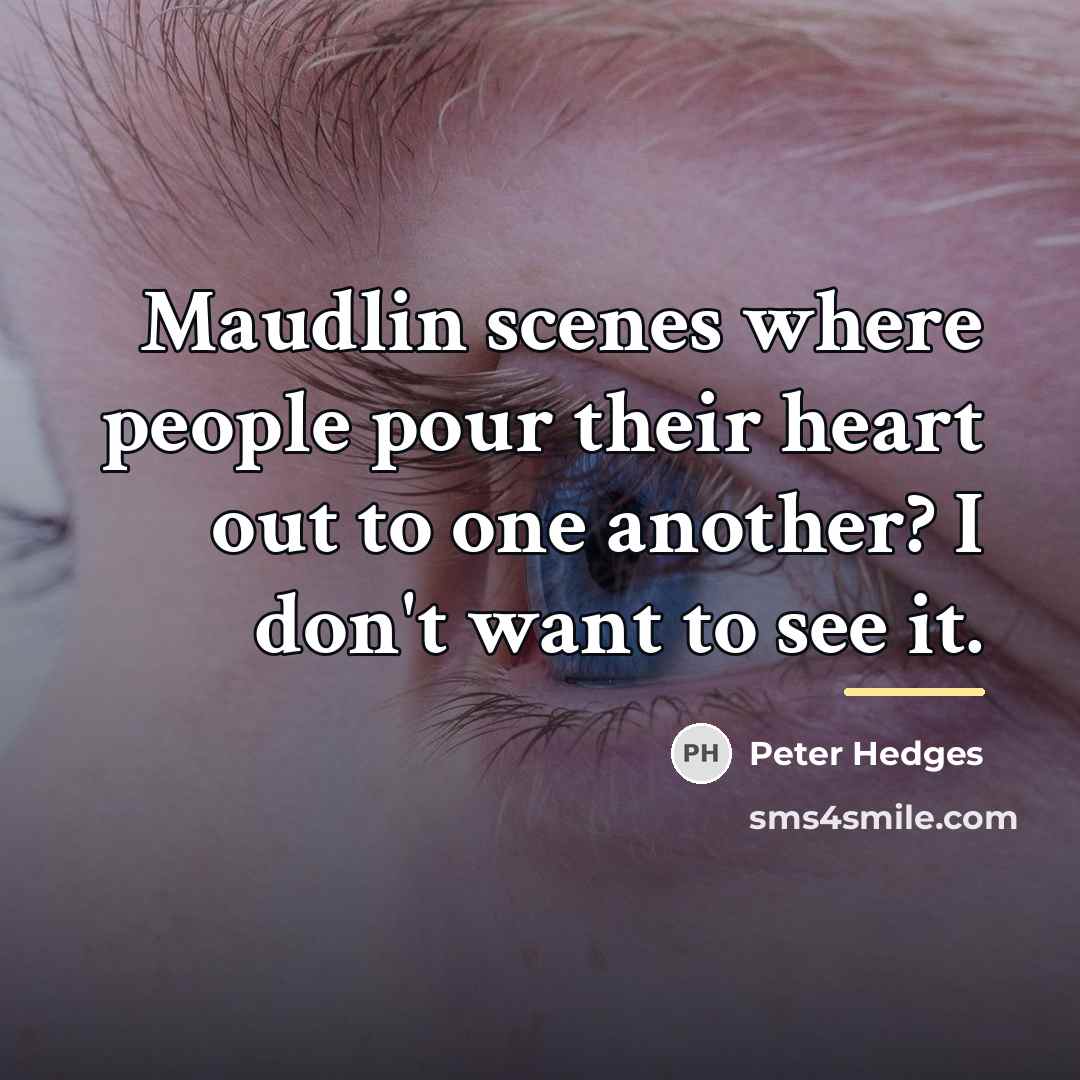 “Maudlin scenes where people pour their heart out to one…” quote by Peter Hedges