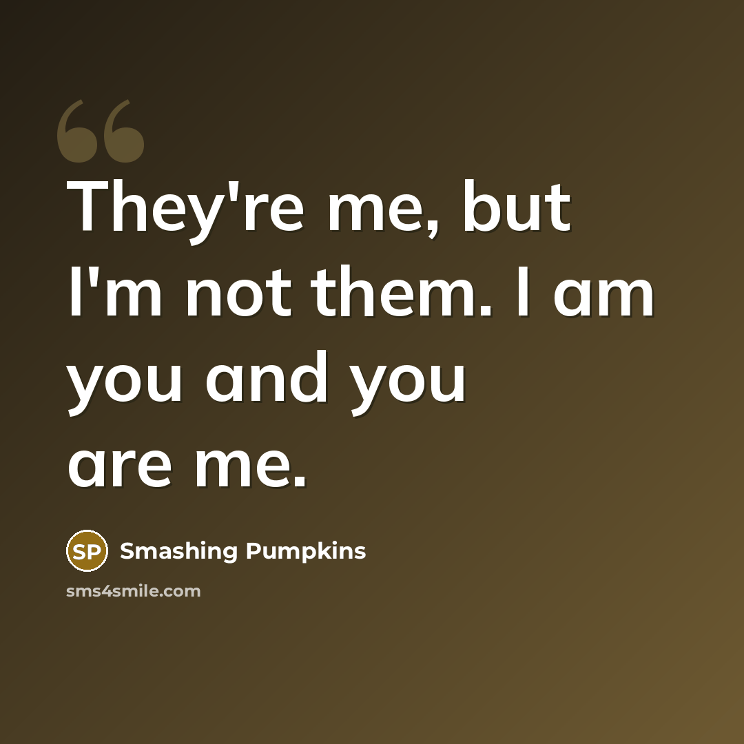 “They're me, but I'm not them. I am you and…” quote by Smashing Pumpkins