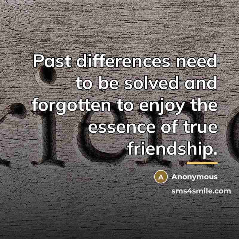 “Past differences need to be solved and forgotten to enjoy…” quote by Anonymous