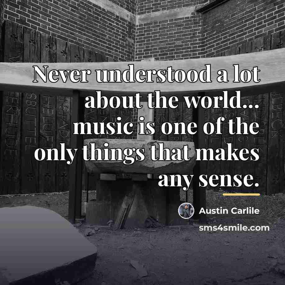 “Never understood a lot about the world... music is one…” quote by Austin Carlile