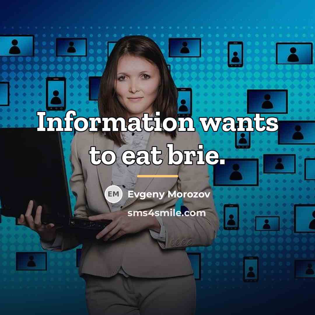 “Information wants to eat brie.…” quote by Evgeny Morozov