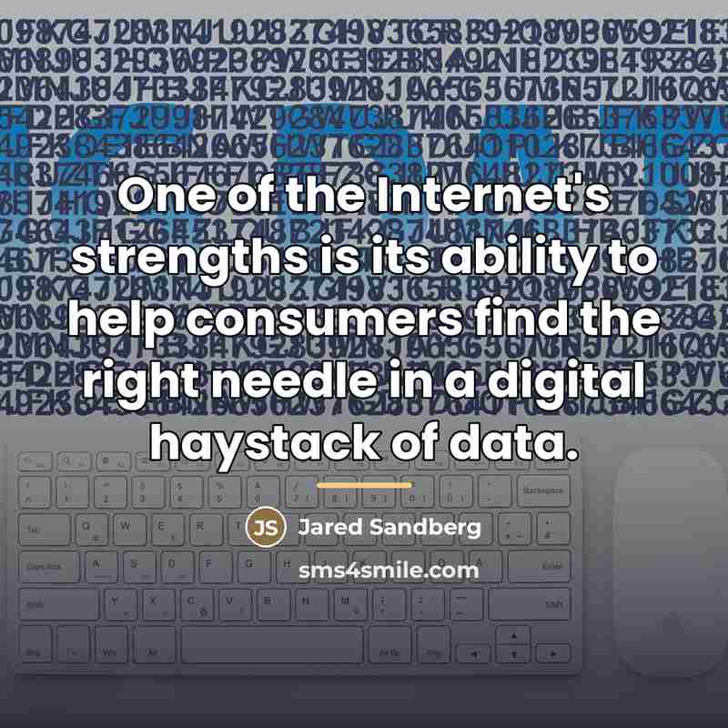 “One of the Internet's strengths is its ability to help…” quote by Jared Sandberg