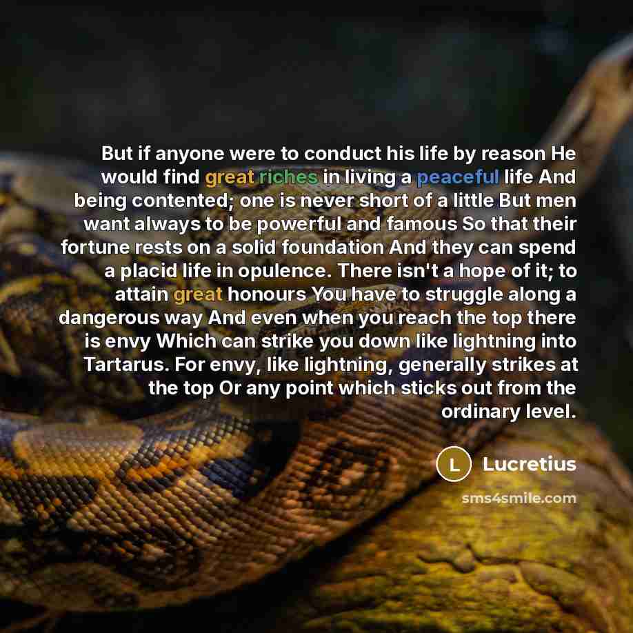 “But if anyone were to conduct his life by reason…” quote by Lucretius