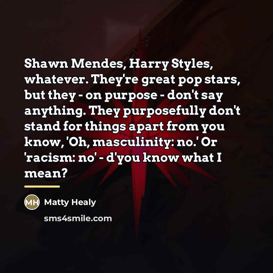 “Shawn Mendes, Harry Styles, whatever. They're great pop stars, but…” quote by Matty Healy