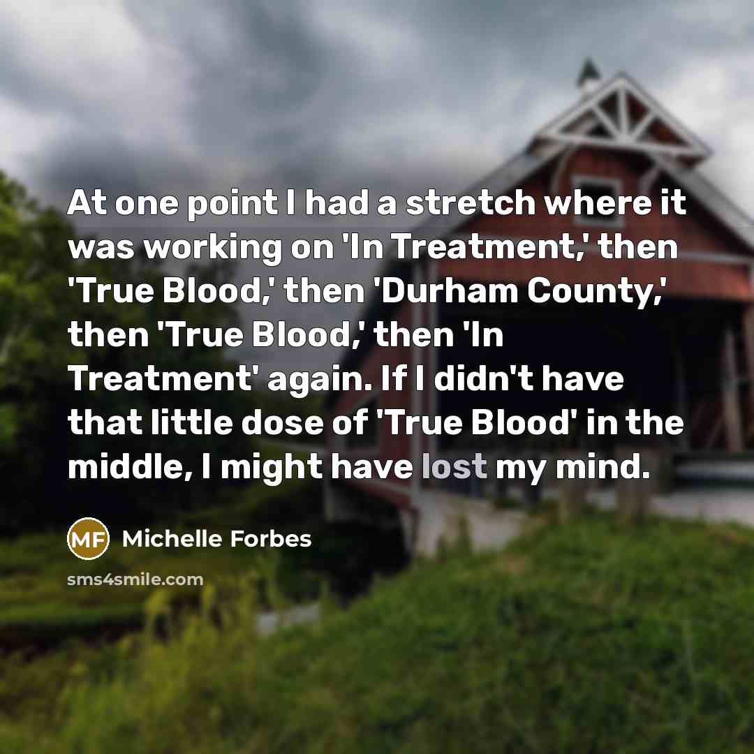 “At one point I had a stretch where it was…” quote by Michelle Forbes