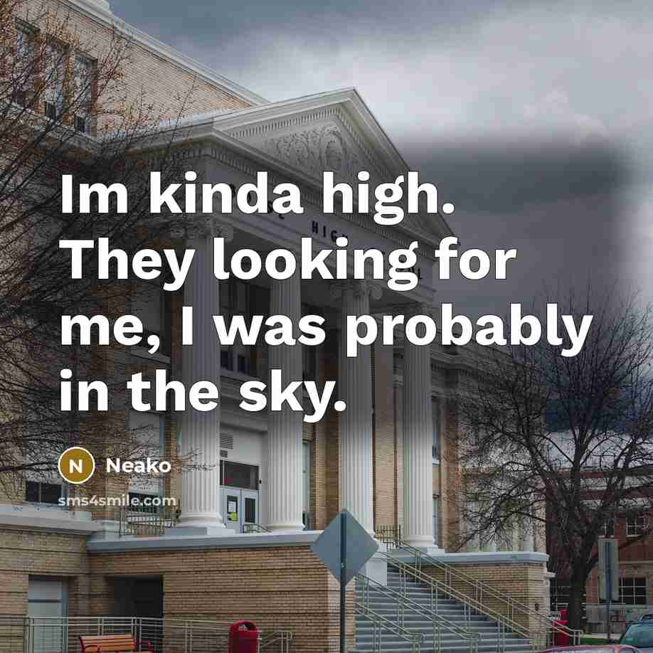 “Im kinda high. They looking for me, I was probably in the sky.” quote by Neako