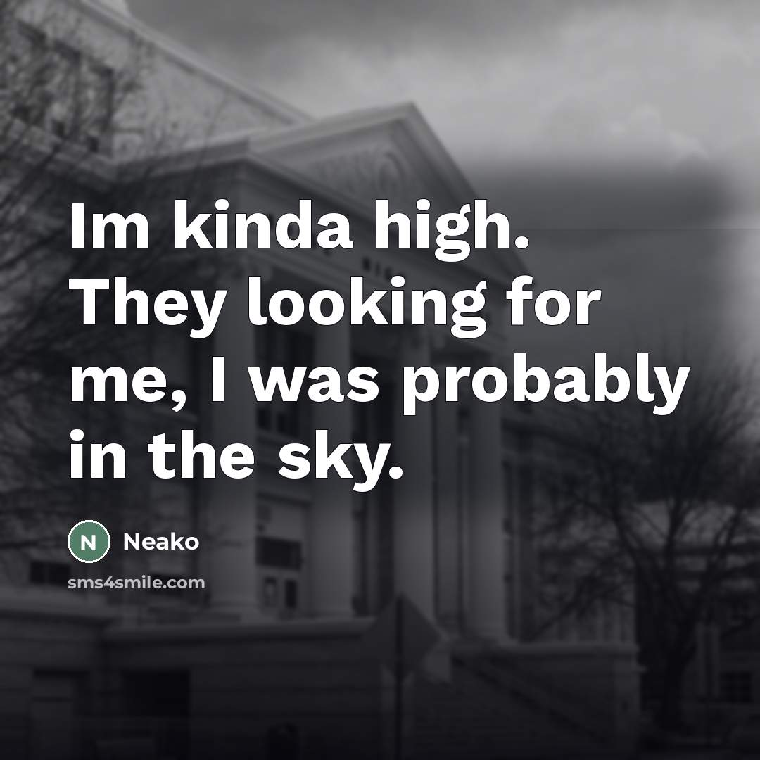 “Im kinda high. They looking for me, I was probably…” quote by Neako