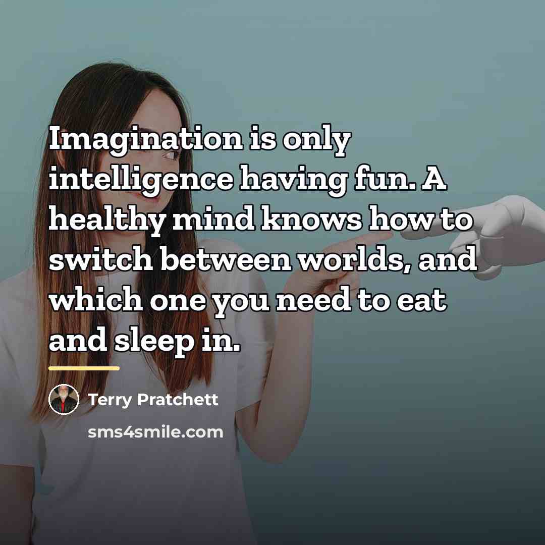“Imagination is only intelligence having fun. A healthy mind knows…” quote by Terry Pratchett
