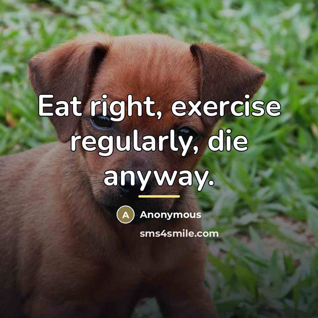 “Eat right, exercise regularly, die anyway.…” quote by Anonymous