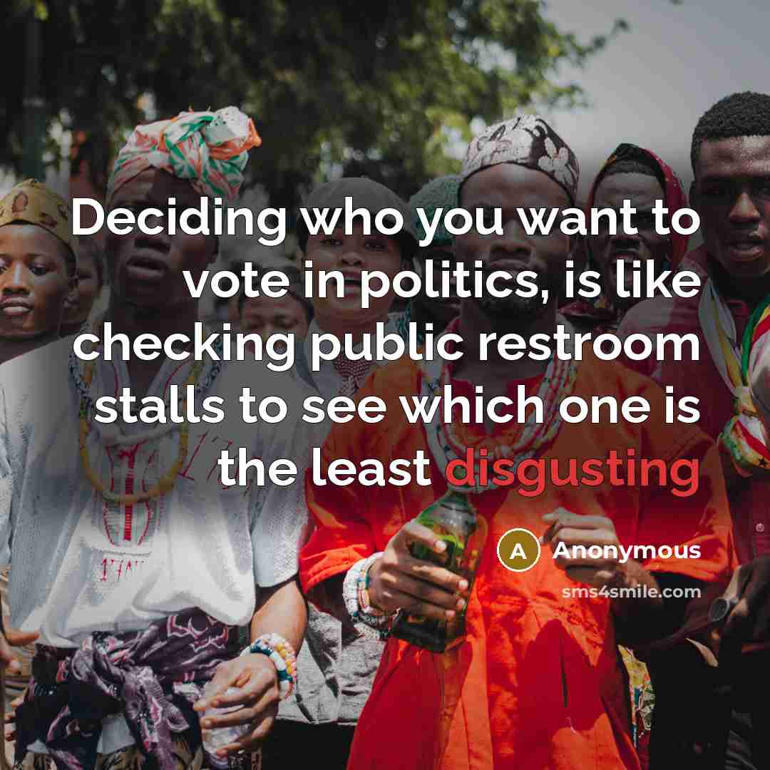 “Deciding who you want to vote in politics, is like…” quote by Anonymous