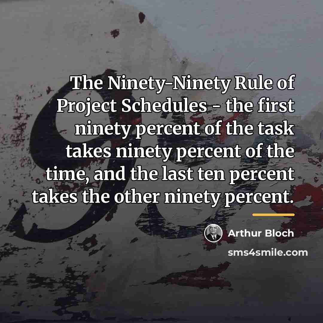 “The Ninety-Ninety Rule of Project Schedules - the first ninety…” quote by Arthur Bloch