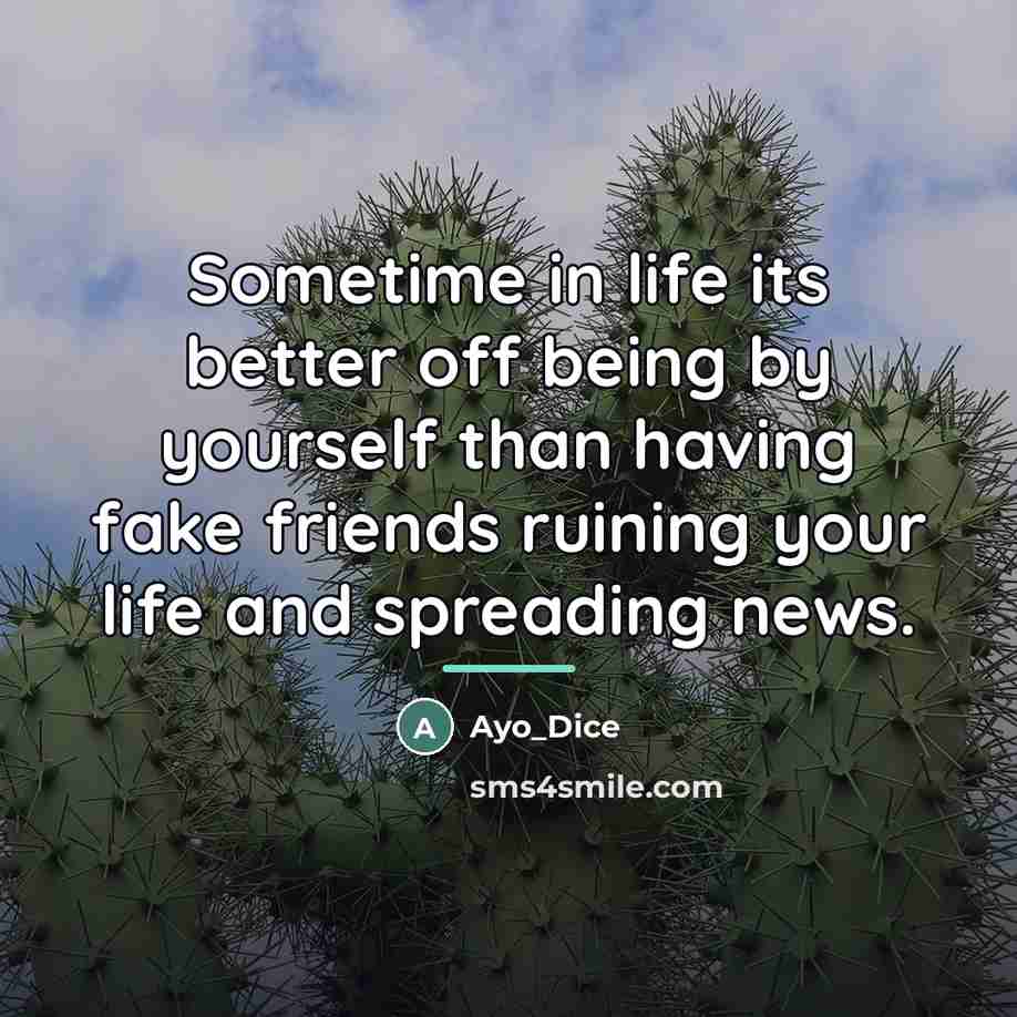 “Sometime in life its better off being by yourself than…” quote by Ayo_Dice