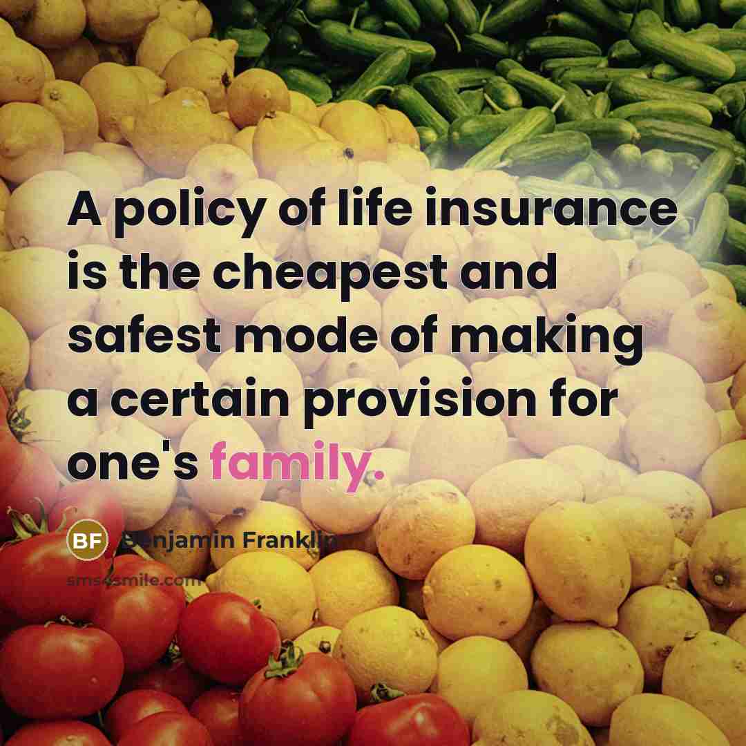 “A policy of life insurance is the cheapest and safest…” quote by Benjamin Franklin