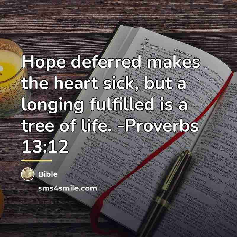 “Hope deferred makes the heart sick, but a longing fulfilled…” quote by Bible