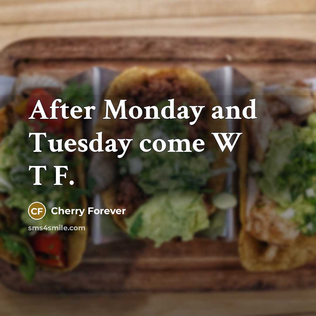“After Monday and Tuesday come W T F.” quote by Cherry Forever