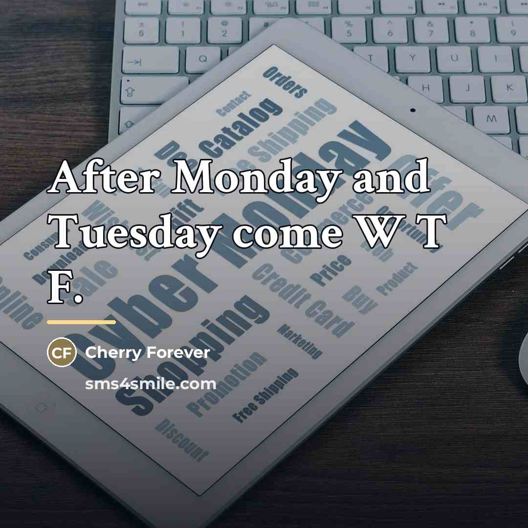 “After Monday and Tuesday come W T F.…” quote by Cherry Forever