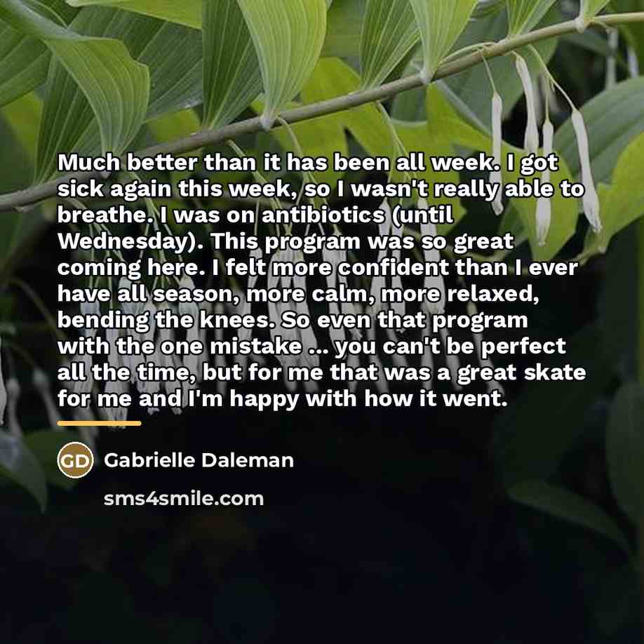 “Much better than it has been all week. I got…” quote by Gabrielle Daleman